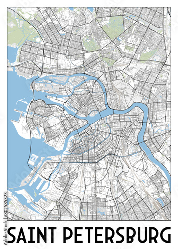 Saint Petersburg, Russia map poster art