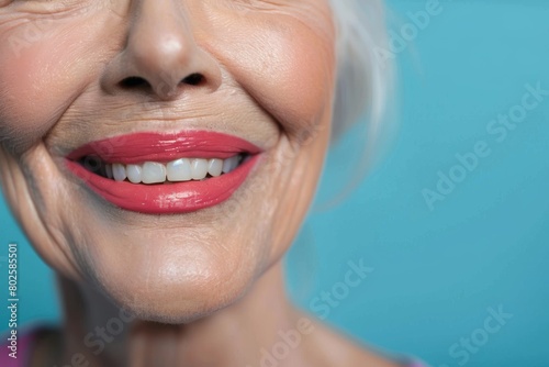 Dental Health: A mature adult showcasing a healthy, radiant smile, demonstrating the effectiveness of orthodontic treatments and dentures