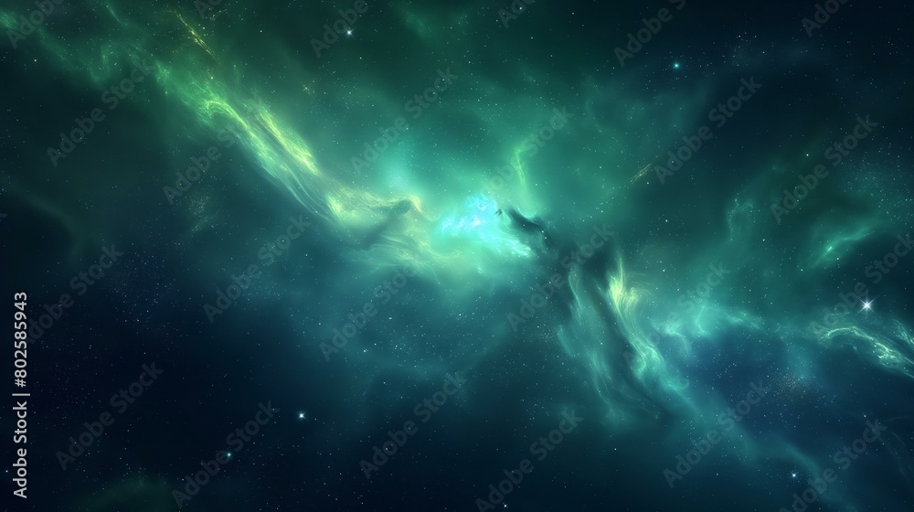 Green Nebula in Space