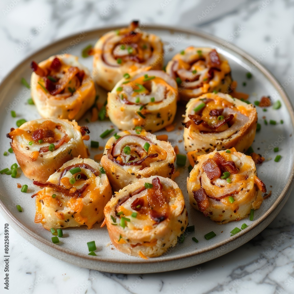 Chicken, Bacon, and Cheddar Pinwheels Chicken, Bacon, and Cheddar Pinwheels