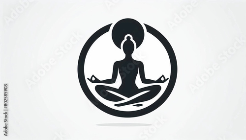  Simple black yoga pose icon logo photo