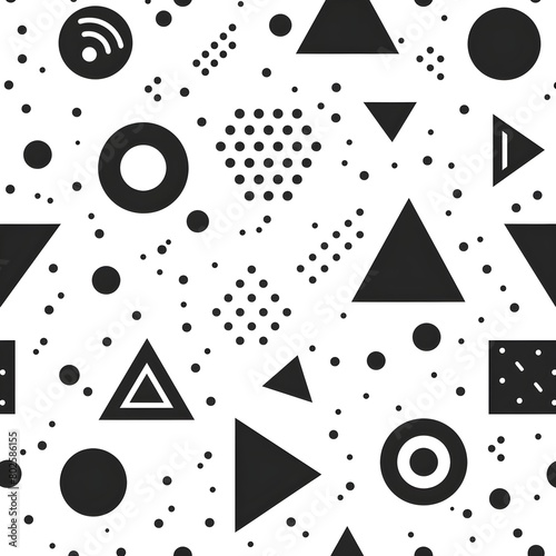 vintage black and white motif seamless pattern