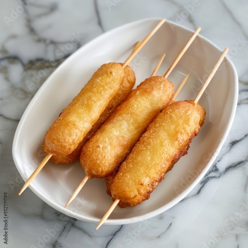 Classic Corn Dogs perfectly golden and crispy photo