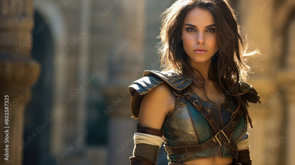 Obraz premium Powerful female warrior in armor