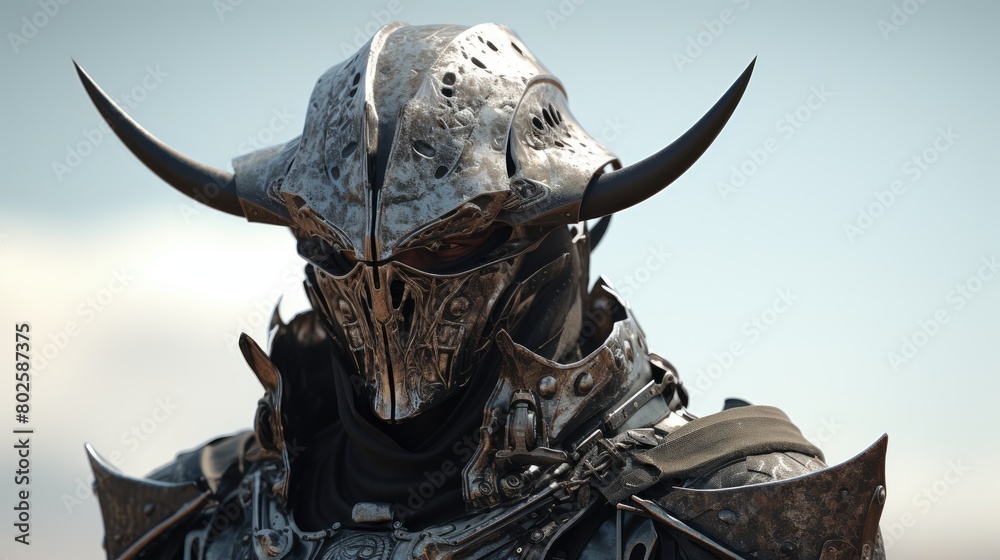 Fototapeta premium Futuristic warrior in armored mask