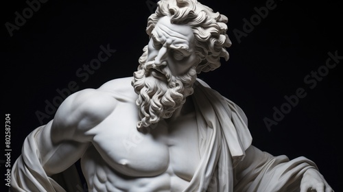 Dramatic sculpture of a bearded man with flowing robes © Balaraw