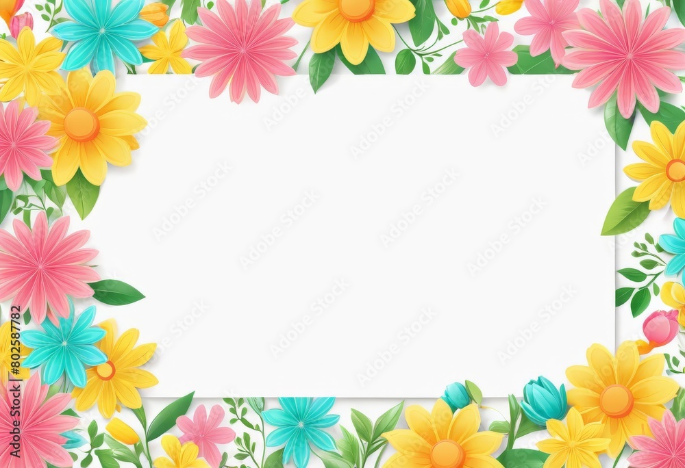 Festive Illustrated template with flowers, space for text and a light background
