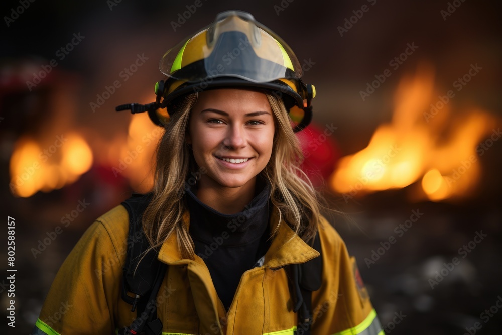 Smiling firefighter in protective gear Smiling firefighter in protective gear