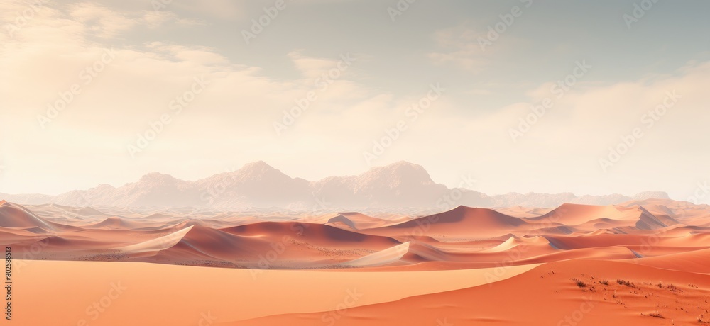 Vast desert landscape with towering mountains