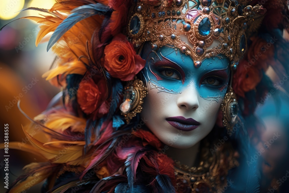 Ornate Carnival Mask with Feathers and Jewels Ornate Carnival Mask with Feathers and Jewels