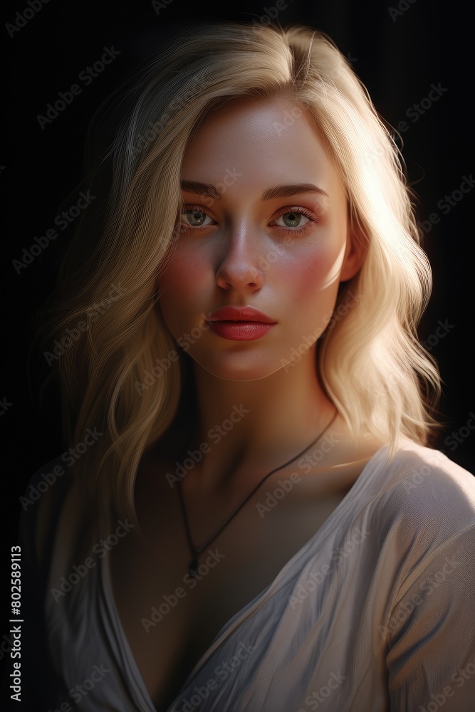 Alluring blonde woman in dramatic lighting Alluring blonde woman in dramatic lighting