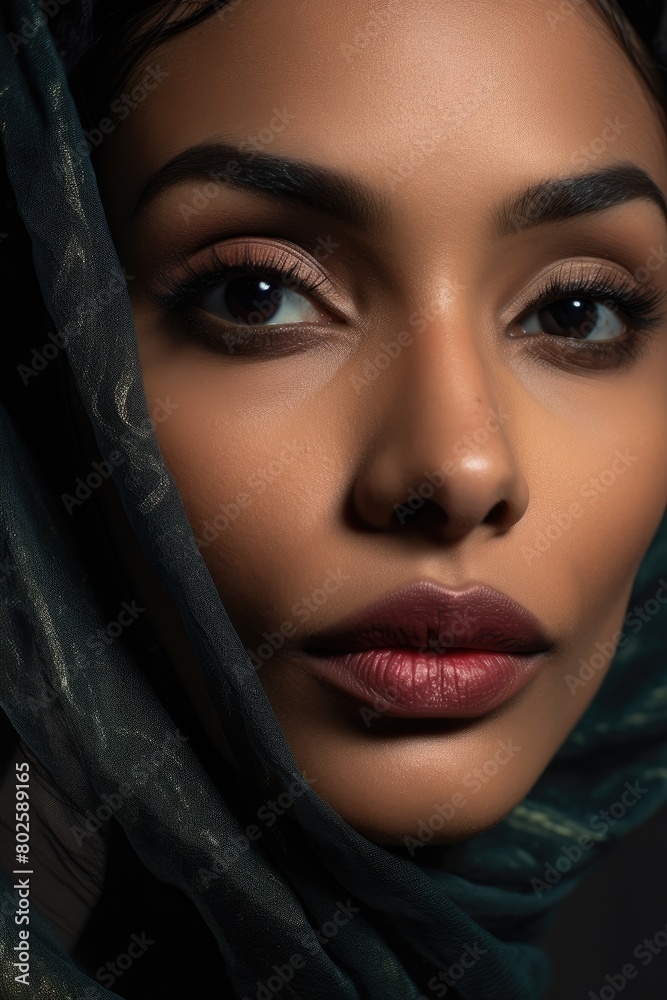 Captivating portrait of a woman with striking makeup