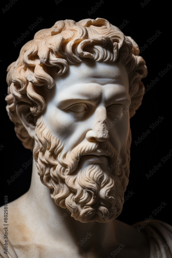 Detailed sculpture of a man with curly hair Detailed sculpture of a man with curly hair