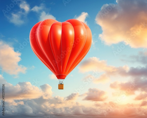 heart-shaped hot air balloon in the sky