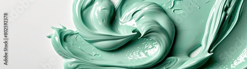 Dynamic abstract background with a mixture of white and mint-green oil paint strokes  can be utilized for printed materials such as brochures  flyers  and business cards.