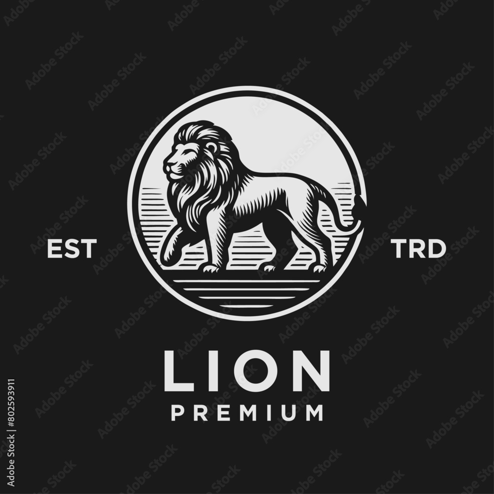 Fototapeta premium Lion logo icon vector illustration, emblem design