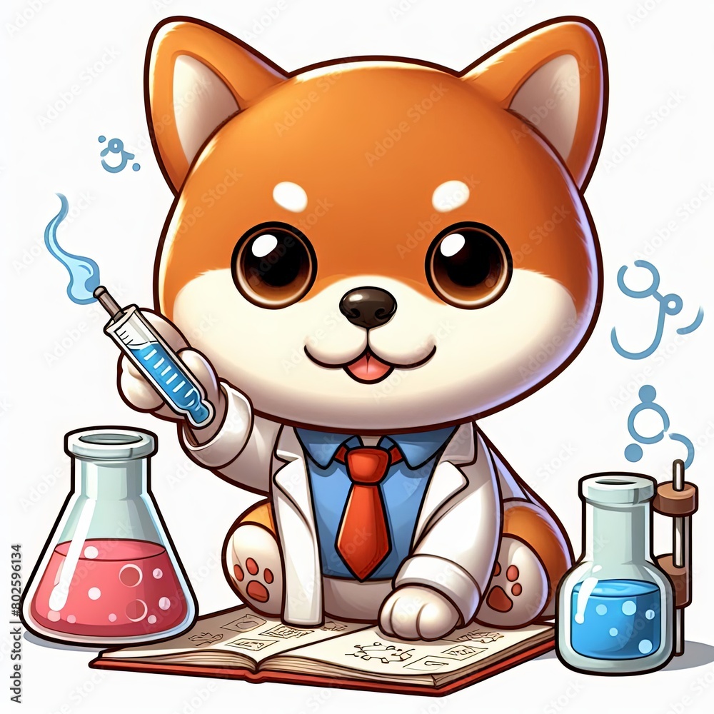 Fototapeta premium Scientific shiba inu puppy