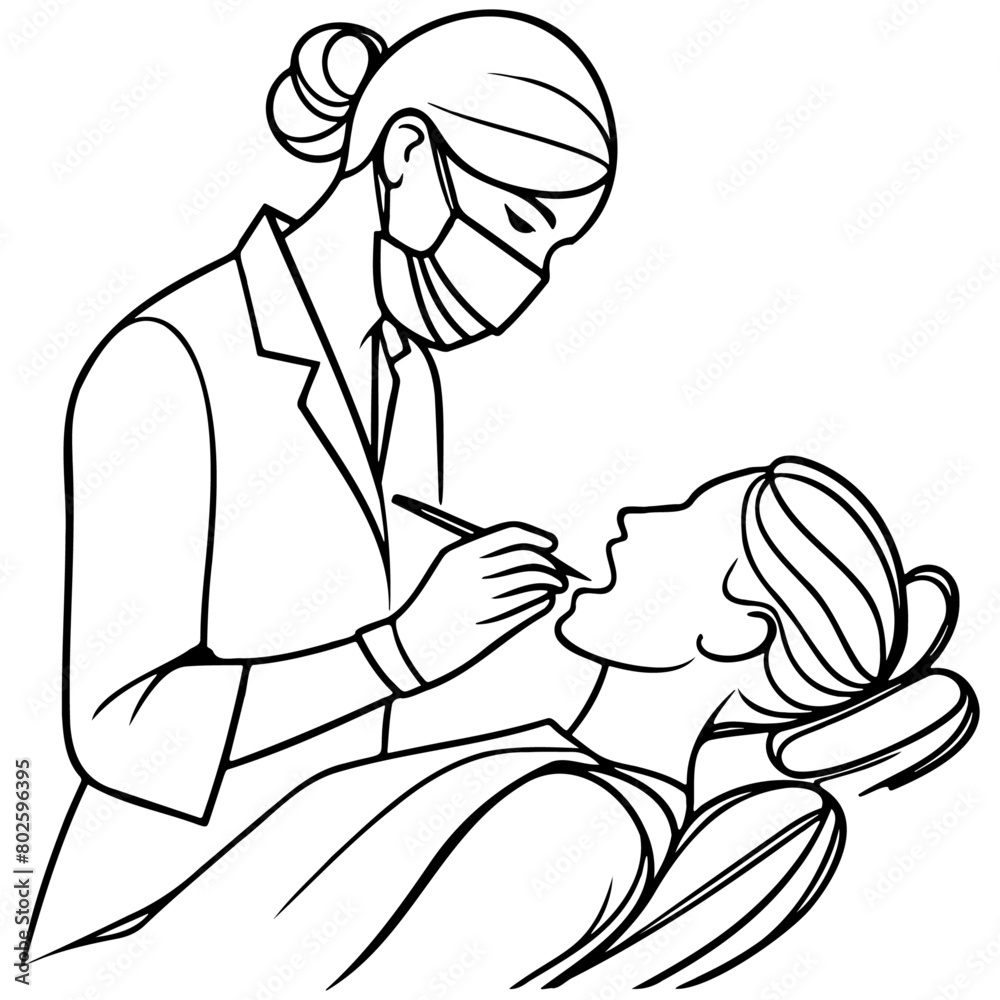 Dentist Diagnosing a Patient Illustration. Dentist Diagnosing a Patient Illustration.