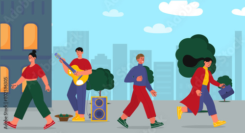 Street singer vector concept