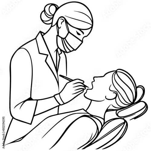 Dentist Diagnosing a Patient Illustration.