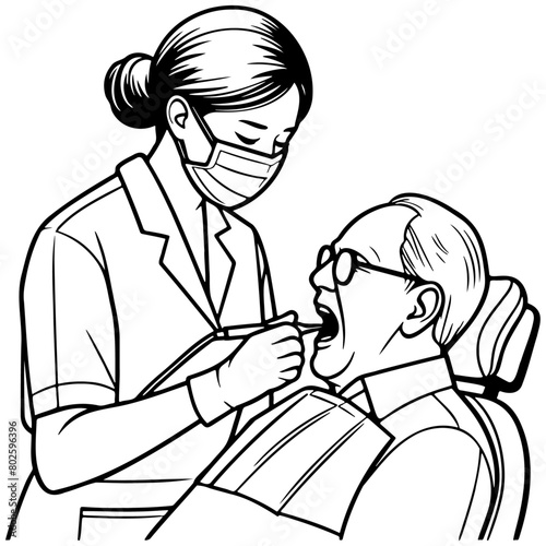 Dentist Diagnosing a Patient Illustration.