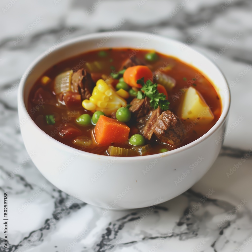 Hearty Vegetable Beef Soup brimming with tender pieces of beef, chunks of potato, sliced carrots, and celery, all visible through the rich, aromatic broth Hearty Vegetable Beef Soup brimming with tender pieces of beef, chunks of potato, sliced carrots, and celery, all visible through the rich, aromatic broth