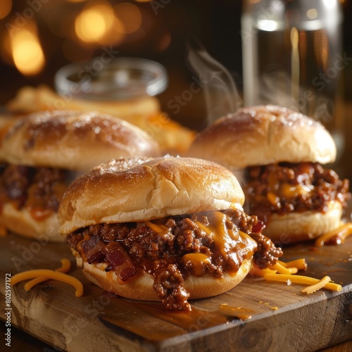hearty bacon and cheddar sloppy joes with a juicy mixture of browned ground beef, crisp pieces of bacon, melted cheddar cheese