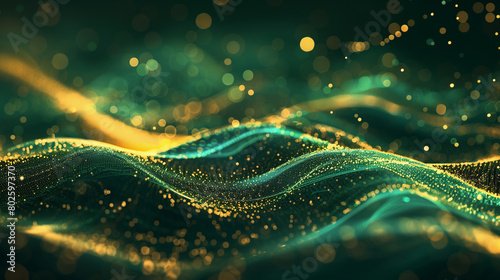 Green and gold background with blur and bokeh.