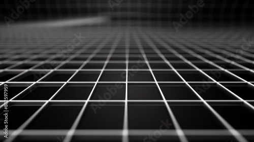 thin, perspective-based white grid lines on a black background © Musamir