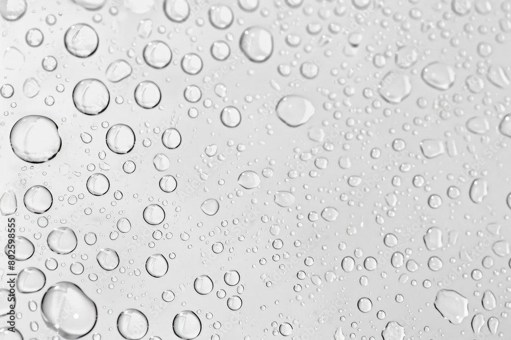 Water drops on white background texture. backdrop glass covered with drops of water. bubbles in water - generative ai