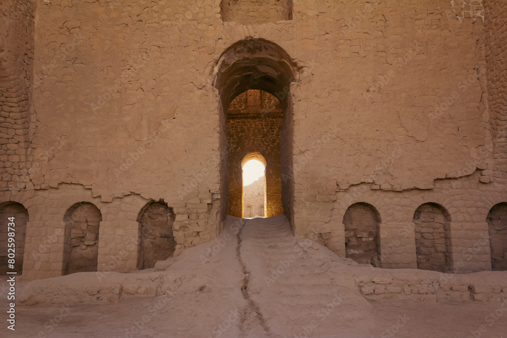 Ruins of Palace of Ardashir Pāpakan built in 224 A.D in Fars province, Iran representing ancient Persian architecture.