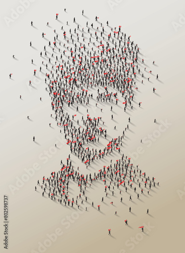 Atatürk silhouette, created by hundreds of people of all ages coming together