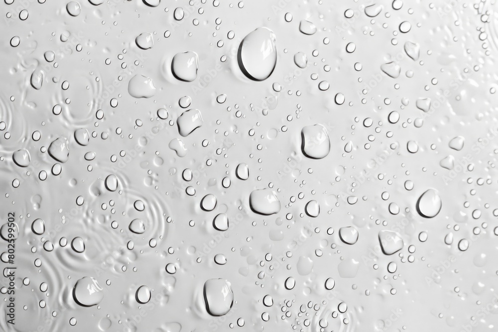 Water drops on white background texture. backdrop glass covered with drops of water. bubbles in water - generative ai Water drops on white background texture. backdrop glass covered with drops of water. bubbles in water - generative ai