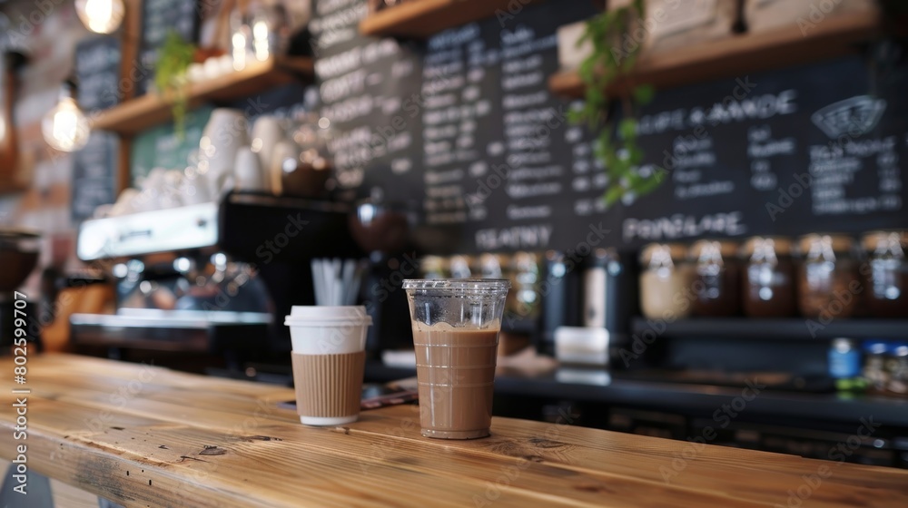 A chalkboard menu with a list of the days freshly roasted blends inviting customers to mix and match to create their perfect cup. A chalkboard menu with a list of the days freshly roasted blends inviting customers to mix and match to create their perfect cup.