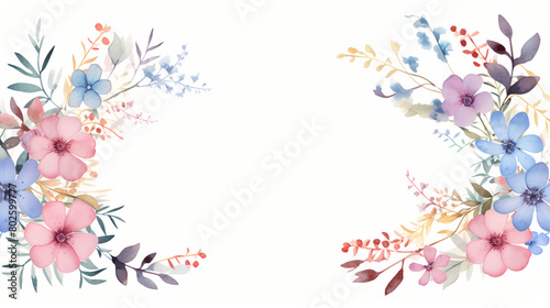 Watercolor floral border
