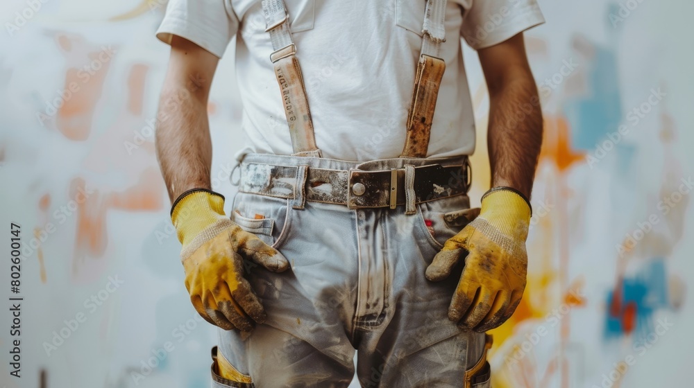 White canvas of construction wearing a carpenter White canvas of construction wearing a carpenter