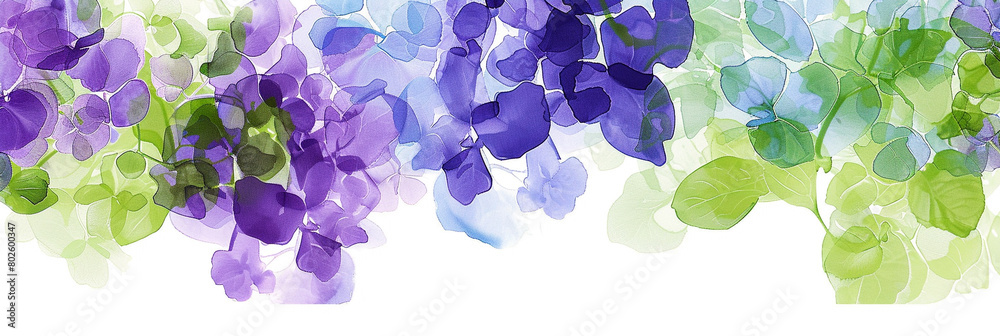 Abstract Purple and Green Hydrangea Painting