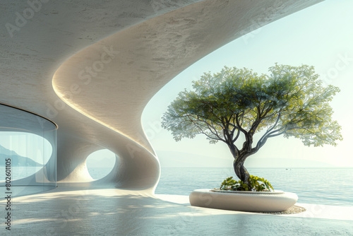 Modern buildings by the lake,Empty architectural background.