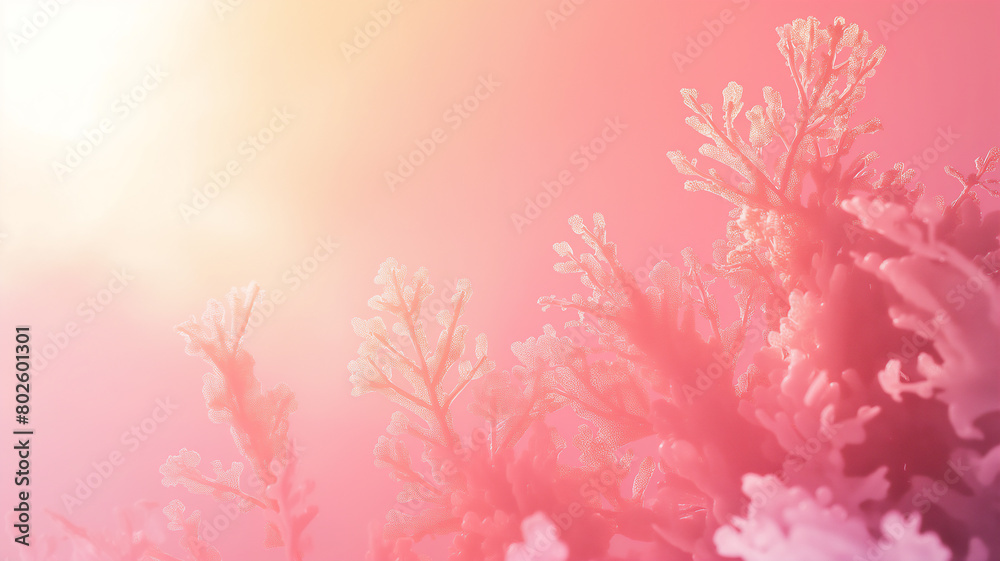 Soft pink coral-like structures highlighted by a glowing, ethereal light, creating a delicate and dreamy atmosphere.