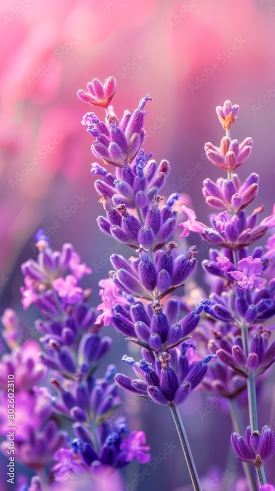 Purple flowers bloom in a vase against a serene blue background, capturing the beauty of nature in a garden setting Purple flowers bloom in a vase against a serene blue background, capturing the beauty of nature in a garden setting