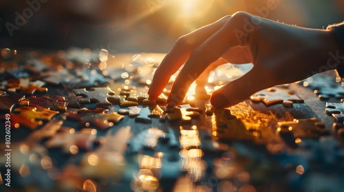 hand putting puzzle photo