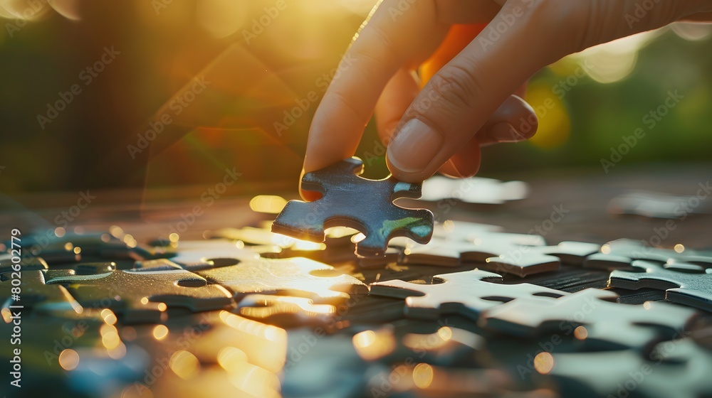 hand putting puzzle hand putting puzzle