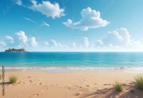 beautiful beach background with blue sky and sand