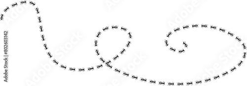 Ant swirl trail illustration. Insect path to the home. Stock vector illustration isolated on white background in flat simple style.