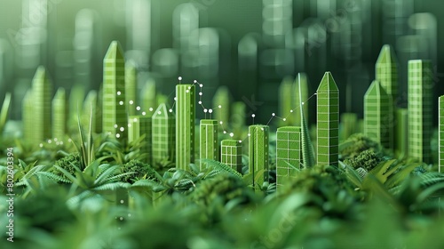 Green bonds with rising graphs, Visualizing financial growth through green bonds photo