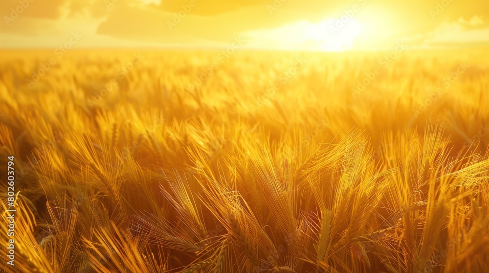 Barley field with a bright yellow sky in the background. Barley field with a bright yellow sky in the background.
