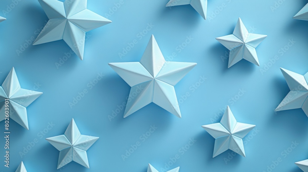 Obraz premium Geometric shapes converge to form a star, symbolizing top-notch customer ratings.
