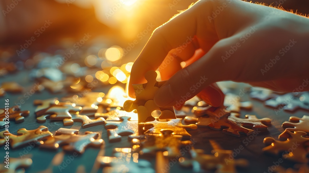 hand putting puzzle hand putting puzzle
