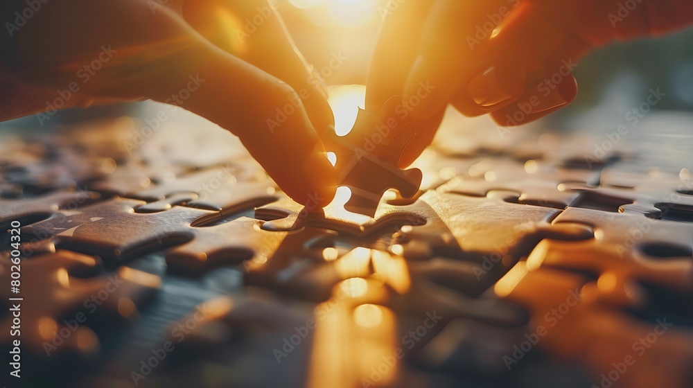 hand putting puzzle hand putting puzzle