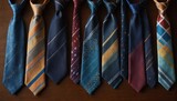 A photo of a neatly arranged collection of colorful neckties with a caption: 